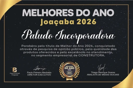 Reconhecimento Melhores do Ano no Setor da Construção Civil em Joaçaba. Paludo Incorporadora é eleita destaque de 2026 em pesquisa pública